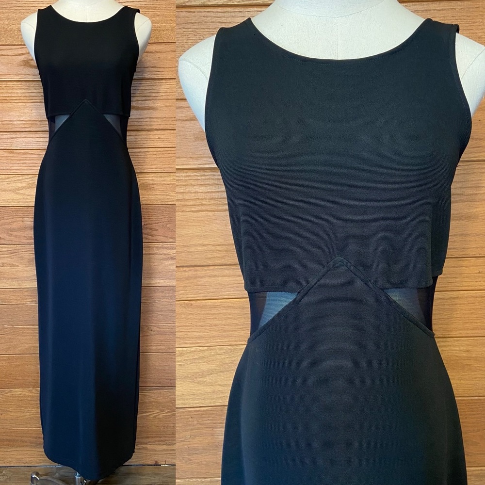 Chorus Line 90s vintage black sheer mesh cutout maxi dress gown